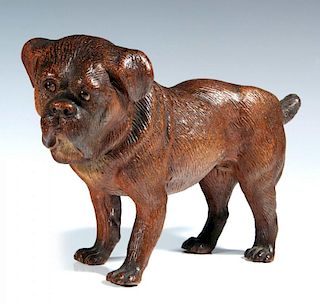 AN AUSTRIAN TERRA COTTA PUG DOG FIGURE CIRCA 1900