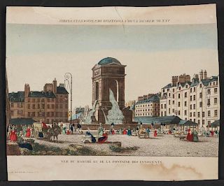 FOUR HAND-TINTED VUE D'OPTIQUE ENGRAVINGS FRANCE