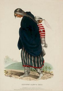MCKENNEY HALL 'CHIPPEWAY SQUAW' HAND COLORED LITHO