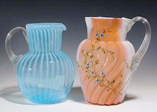 TWO 19TH CENTURY VICTORIAN ART GLASS PITCHERS