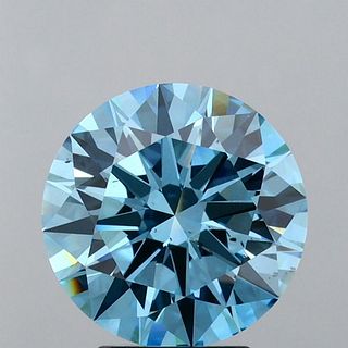 3.89 ct, Vivid Blue/VS2, Round cut IGI Graded Lab Grown Diamond