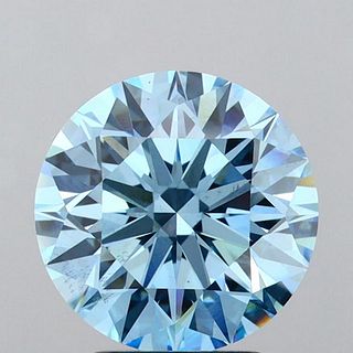 3.53 ct, Vivid Blue/VS2, Round cut IGI Graded Lab Grown Diamond
