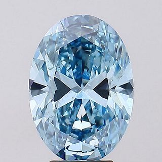 5.01 ct, Vivid Blue/VS2, Oval cut IGI Graded Lab Grown Diamond