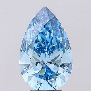 4.21 ct, Vivid Blue/VS2, Pear cut IGI Graded Lab Grown Diamond