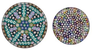 PERTHSHIRE MILLEFIORI ART GLASS PAPERWEIGHTS, LOT OF TWO