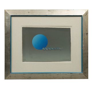 KURT LARISCH, Círculo Azul, Serigrafía sobre papel 77 / 150, 35 x 25 cm
