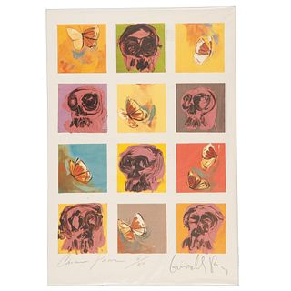 EMILIANO GIRONELLA y CARMEN PARRA, Mariposas y calaveras, Firmada por ambos artistas, Litografía offset 6 / 80, 47 x 33 cm