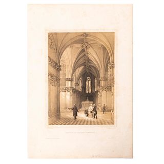 Mouthelier / Bayot. Chapelle du Chateau D´Amboise. Litografía. Medidas 46 x 31.5 cm.  Con sello en seco de Julio Michaud.