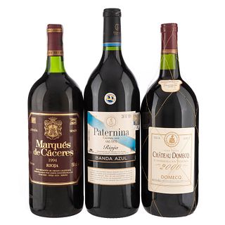 Lote de Vinos Tintos Magnum. Marqués de Cáceres. Châtau Domecq. Federico Paternina. Total de piezas: 3.