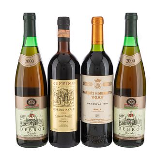 Lote de Vinos Tintos de España, Italia y Hungría. Marqués de Murrieta. En presentaciones de 750 ml. Total de piezas: 4.