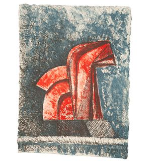 ENRIQUE CARBAJAL "SEBASTIAN", Caballito (Rojo), Firmada, Litografía 34 / 100, 82 x 60 cm medidas totales