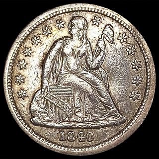 1840 W/ Drapery Seated Liberty Dime CLOSELY UNCIRCULATED