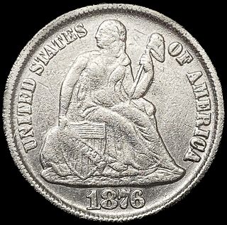1876-CC Seated Liberty Dime LIGHTLY CIRCULATED