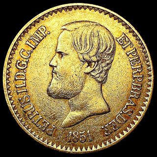 1851 Brazil .5286oz Gold 20000 Reis CLOSELY UNCIRC