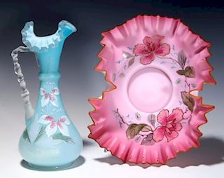TWO PIECES OF 19TH CENTURY  VICTORIAN ART GLASS