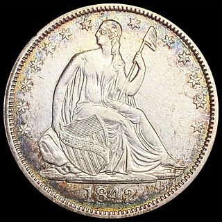 1842 Med Date Seated Liberty Half Dollar CLOSELY U