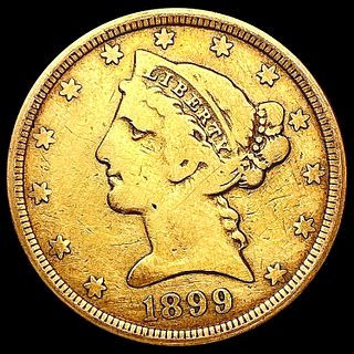1899-S $5 Gold Half Eagle NICELY CIRCULATED