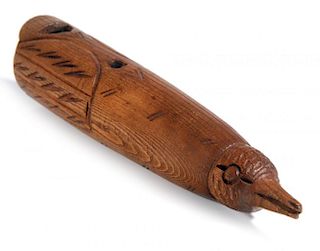 EARLY 20TH C. BIRD FORM CARVED WOCUCKOO WHISTLE