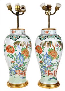 Pair of Chinese Famille Verte Porcelain Vases as Lamps