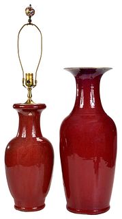 Two Chinese Oxblood Vases