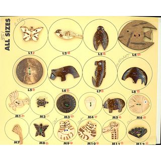 A card of division 3 Shell buttons including animals