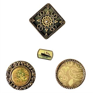 A small card of division one Victorian celluloid buttons