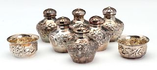 GEO C. SHREVE STERLING SILVER REPOUSSE SHAKERS