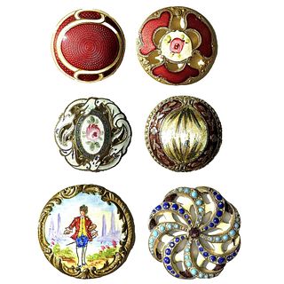 A small card of division one enamel buttons