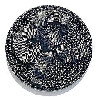 A division one pictorial black glass button