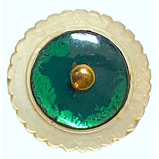 A division one carved pearl green glass center button