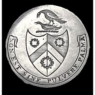 A division one silvered Crest button