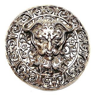 A division one filigree style Green Man button