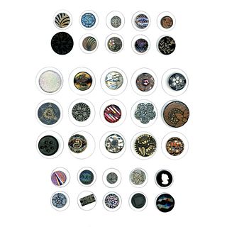A card of division one black glass assorted buttons