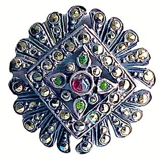 A division one jeweled and marcasite trimmed button