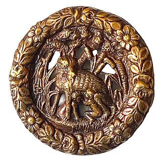 A rare division one pictorial brass button