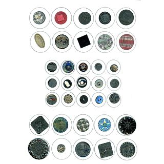 A card of division one assorted black glass buttons