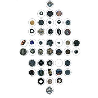 A card of division one assorted black glass buttons