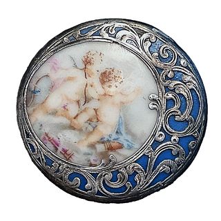 A division one pictorial porcelain button