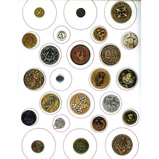 A card of division one metal pictorial buttons