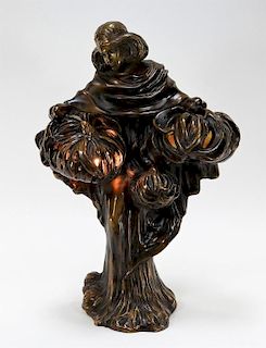 French Art Nouveau Style Bronze Figural Table Lamp