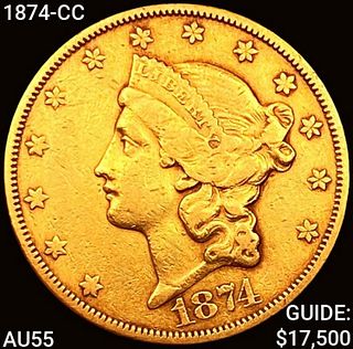 1874-CC $20 Gold Double Eagle CLOSELY UNCIRCULATED