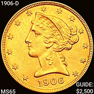 1906-D $5 Gold Half Eagle GEM BU