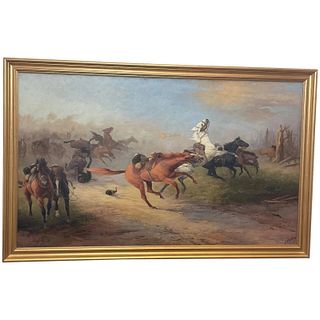 "AFTER THE CHARGE" OIL PAINTING