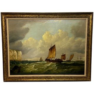  "POLLY RAMSGATE FISHING BOAT TRAWLERMEN OFF DOVER" OIL PAINTING