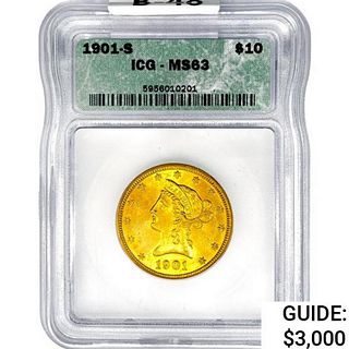 1901-S $10 Gold Eagle ICG MS63