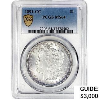 1891-CC Morgan Silver Dollar PCGS MS64