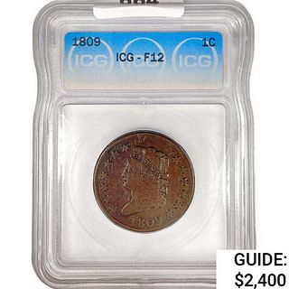 1809 Classic Head Large Cent ICG F12