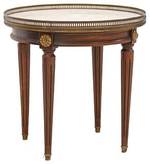 FRENCH LOUIS XVI STYLE MARBLE-INSET MAHOGANY SIDE TABLE