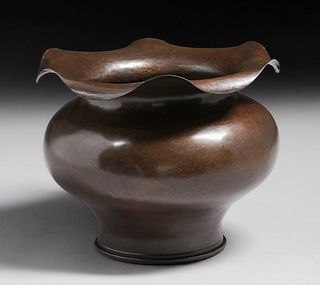 Large Dirk van Erp Hammered Brass Shell Casing Vase c1902-1908