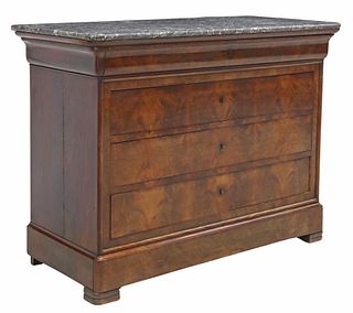 FRENCH LOUIS PHILIPPE PERIOD MARBLE-TOP MAHOGANY COMMODE